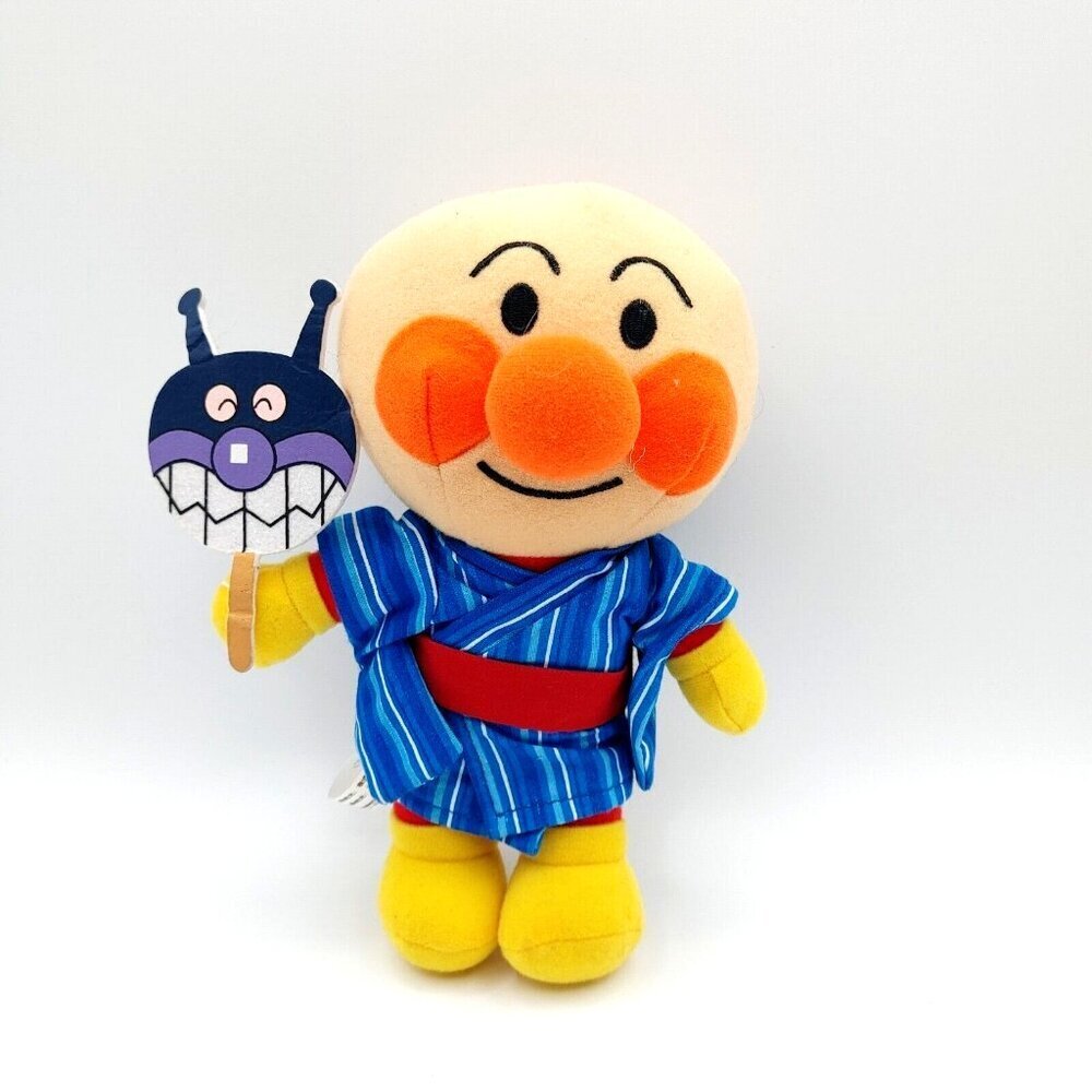 SEGA Anime Anpanman 8"  Plush Stuffed Toy Doll Japan w/Bikinman Fan